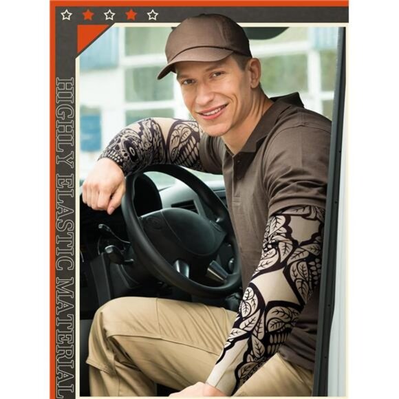 20 Pcs Men's Cooling Arm Sleeves Long Fingerless Arm Cover Anti Slip - Picture 6 of 7